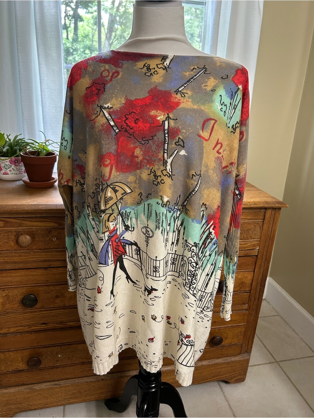 Xikoi Women’s Multi-Color Scenic Print Sweater Size XL